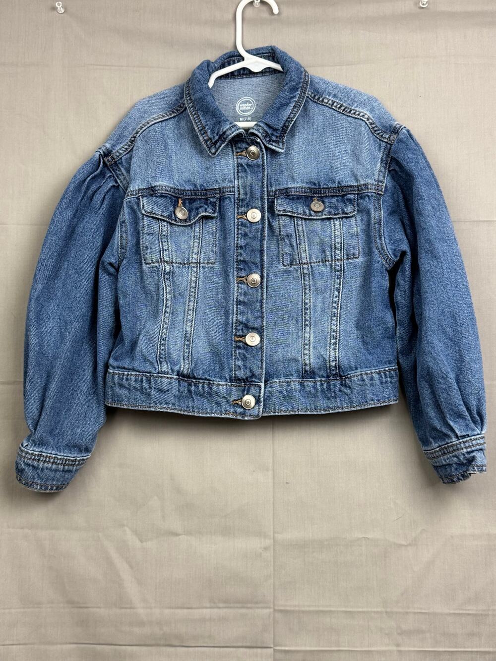 Wonder Nation Girls Denim Button Up Jacket, Size M (7/8)